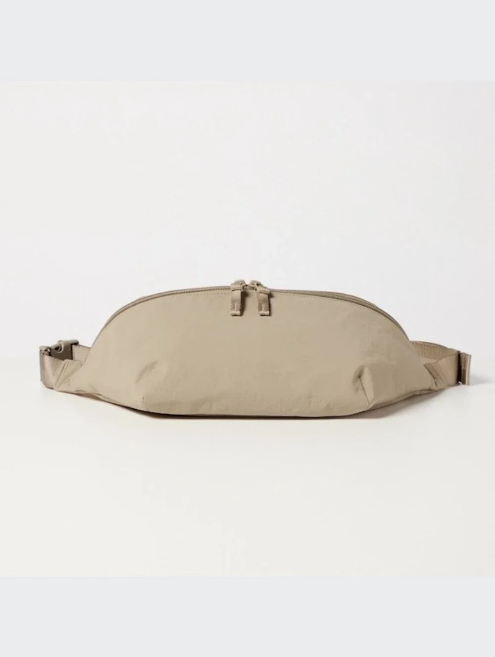 Uniqlo Nylon Crossbody Bag Funny Pack Waist Shoulder Handbag Beige Khaki Pockets - Picture 4 of 16